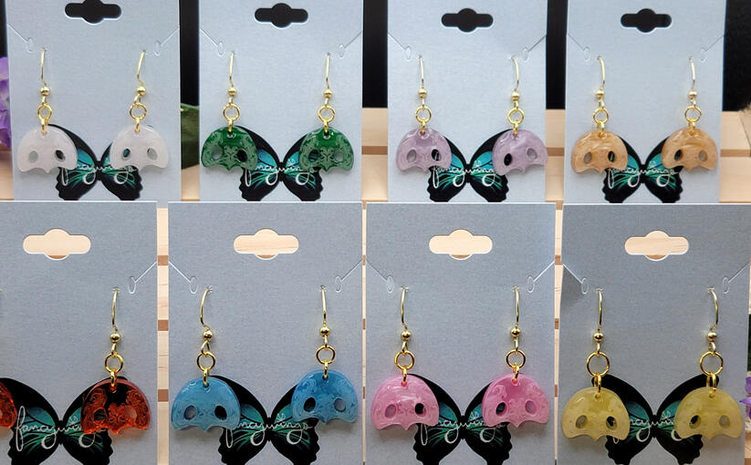 Laser-cut Ancient mask earrings